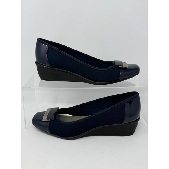 Anne Klein Women's Navy Blue Wedge Heels Comfort Iflex Shoes Size 8.5 - Picture 5 of 9